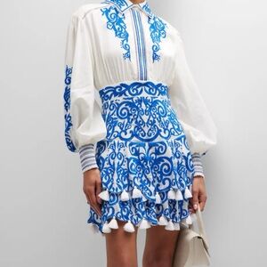 Alice + Olivia Cream Label Blouse with Black Logo